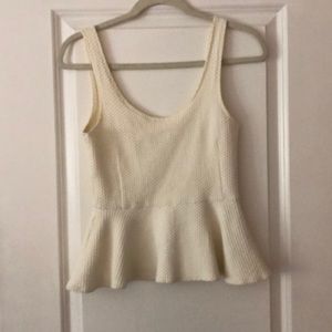 anthropologie peplum ivory top xs